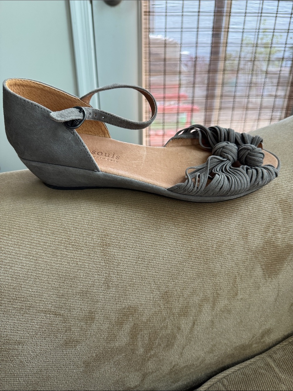 gentle souls Gray Knotted Suede Ankle-Strap Flat Sandals - Picture 5 of 5
